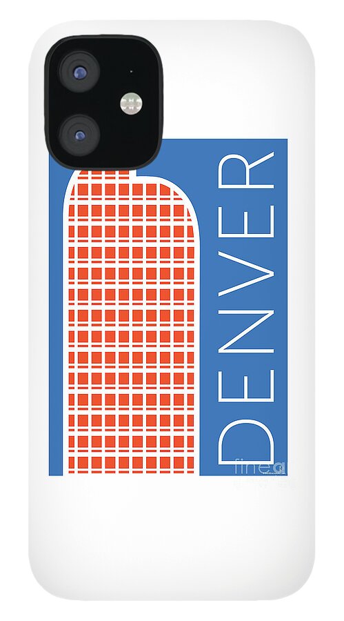 Denver iPhone 12 Case featuring the digital art DENVER Cash Register Bldg/Blue by Sam Brennan