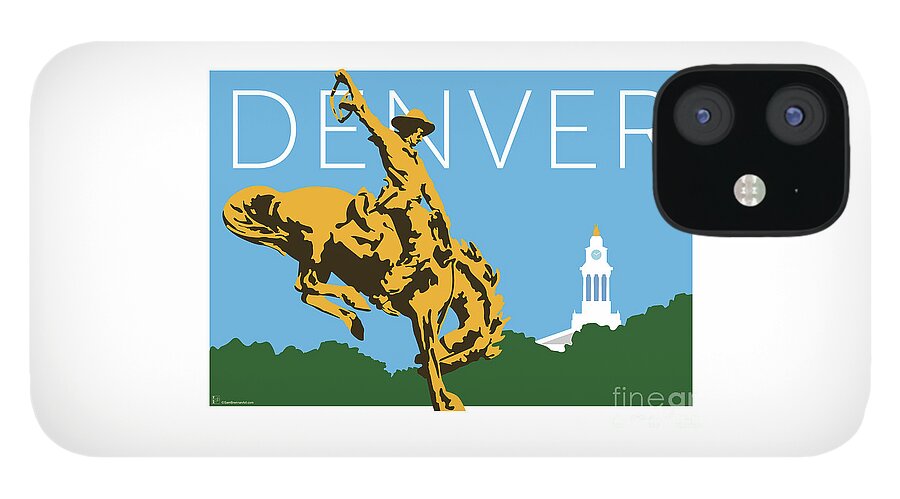 Denver iPhone 12 Case featuring the digital art DENVER Cowboy/Sky Blue by Sam Brennan