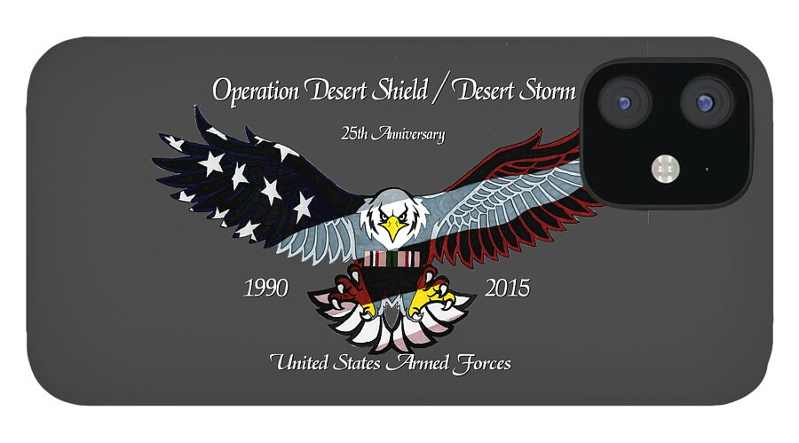Veterans iPhone 12 Case featuring the drawing Desert Storm 25th Anniversary by Bill Richards