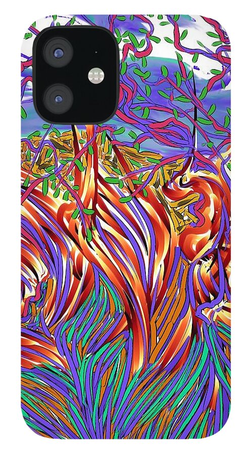 Landscape iPhone 12 Case featuring the digital art Desert Wildfire by Angela Weddle
