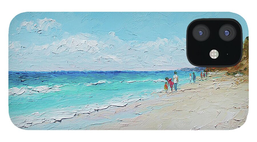 Beach iPhone 12 Case featuring the painting Ditch Plains Beach Montauk Hamptons NY by Jan Matson