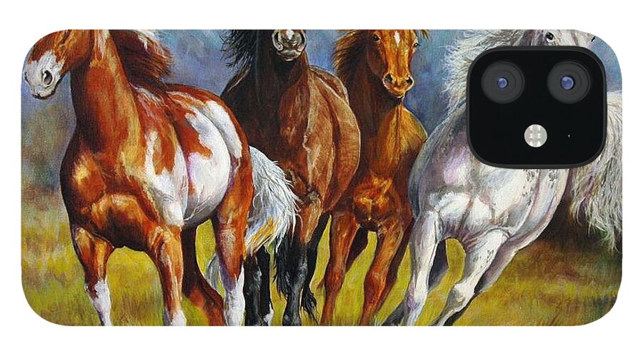 Horse iPhone 12 Case featuring the painting Divergence by Cynthia Westbrook