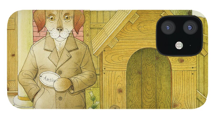 Dog Life Book Illustration Children Tree House Animals Lifestyle iPhone 12 Case featuring the painting Dogs Life02 by Kestutis Kasparavicius