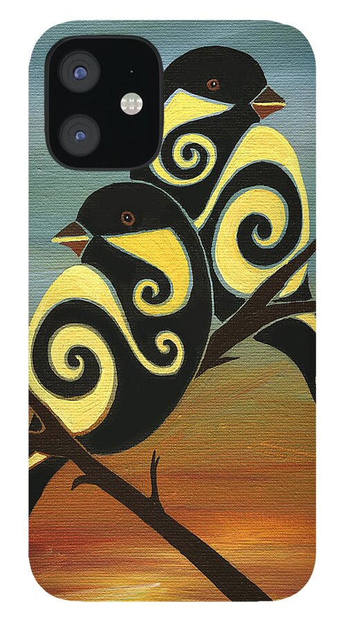 Chickadee iPhone 12 Case featuring the painting Don't Keep Your Music Inside II by Barbara Rush