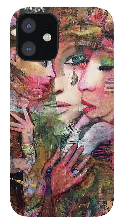  iPhone 12 Case featuring the mixed media Down the Rabbit Hole by Val Zee McCune
