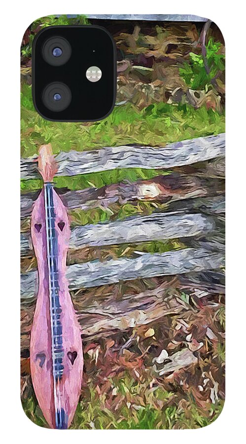 Music iPhone 12 Case featuring the painting Dulcimer on a Fence Nbr 1H by Will Barger