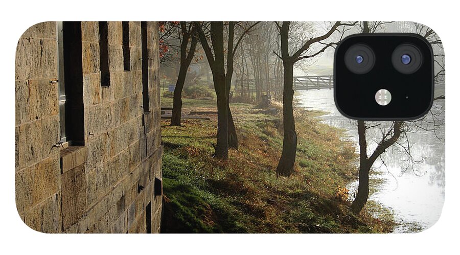  I & M Canal iPhone 12 Case featuring the photograph Early Morning Mist on The I M Canal by Paula Guttilla