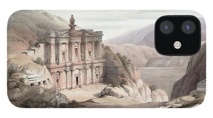 Petra iPhone 12 Case featuring the photograph El Deir Petra 1839 by Munir Alawi