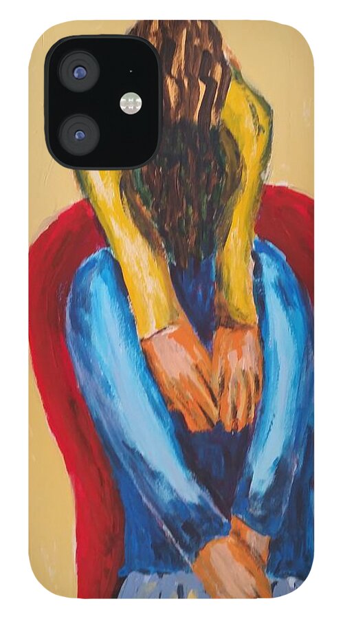 Red iPhone 12 Case featuring the painting Embrace III by Bachmors Artist