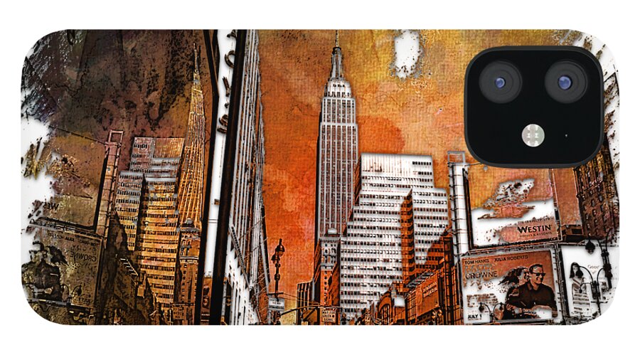 Empire State Reflections iPhone 12 Case featuring the photograph Empire State Reflections Earthy Rainbow 3 Dimensional by DiDesigns Graphics