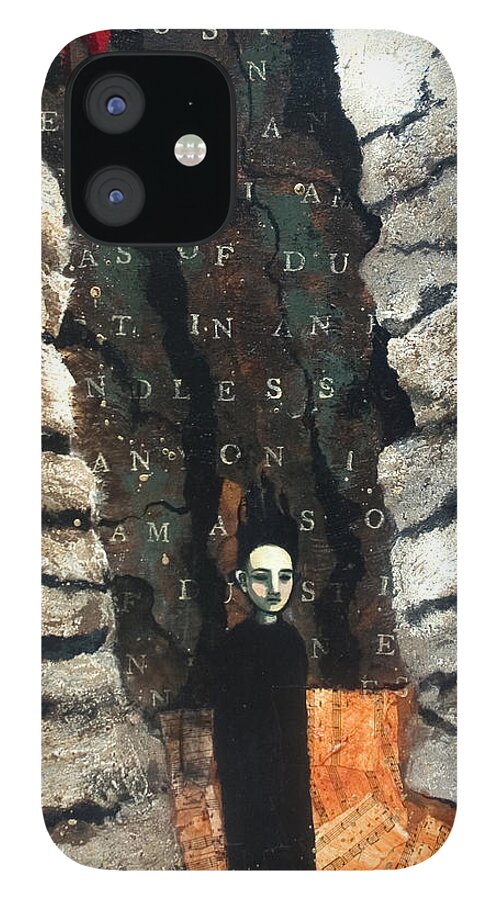 Text iPhone 12 Case featuring the painting Endless Canyon by Pauline Lim