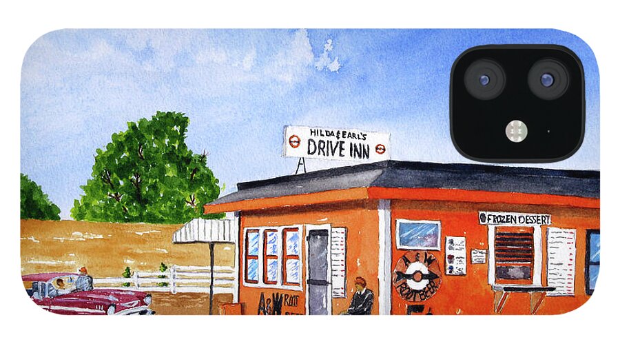 Drive Inn iPhone 12 Case featuring the painting Ericksons Drive Inn by Richard Stedman