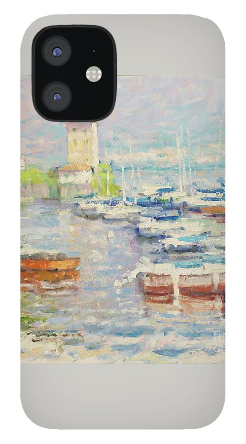 Fresia iPhone 12 Case featuring the painting Etude in Warm Blue by Jerry Fresia