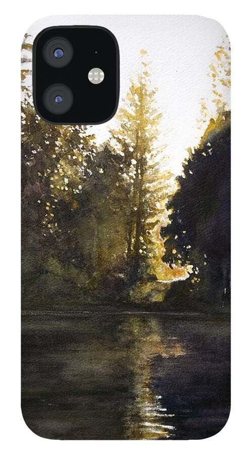 Landscape iPhone 12 Case featuring the painting Evening by Barbara Pease