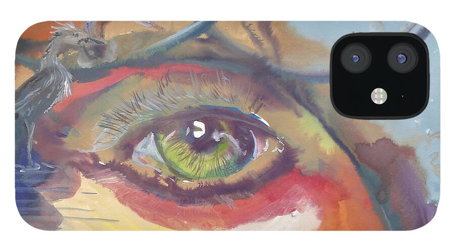 Eye See A Bird iPhone 12 Case featuring the painting Eye See a Bird by Sheri Jo Posselt