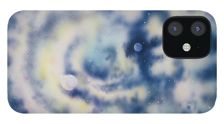 Blue iPhone 12 Case featuring the painting Faces of Creation by Diane Ellingham