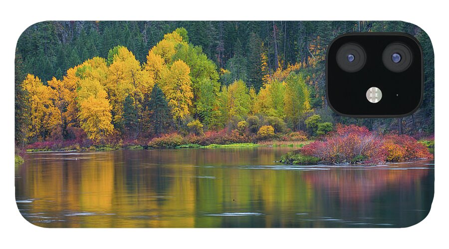 Landscape iPhone 12 Case featuring the photograph Fall color with pone reflection by Hisao Mogi