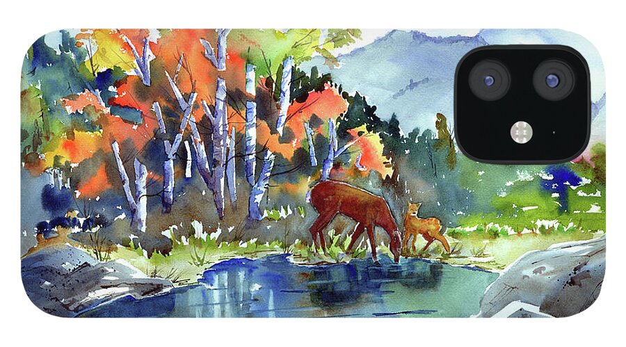 Deer iPhone 12 Case featuring the painting Fall, Upon Us by Joan Chlarson