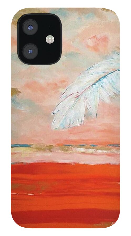 Feather iPhone 12 Case featuring the painting Feather Fall by Tracey Lee Cassin