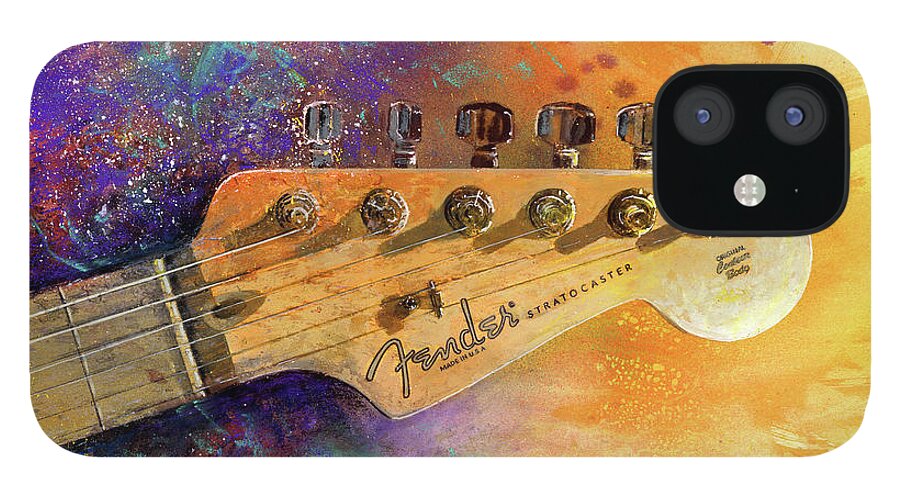 Fender Stratocaster iPhone 12 Case featuring the painting Fender Head by Andrew King