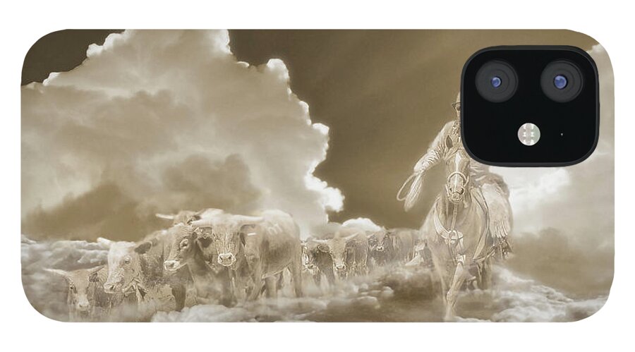 Spirit iPhone 12 Case featuring the digital art Final Round Up Sepia by Rick Mosher