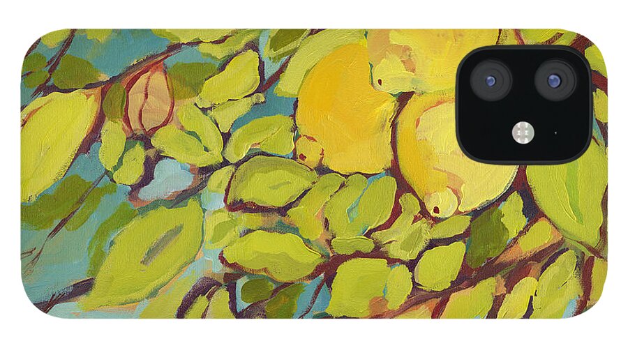 Lemon iPhone 12 Case featuring the painting Five Lemons by Jennifer Lommers