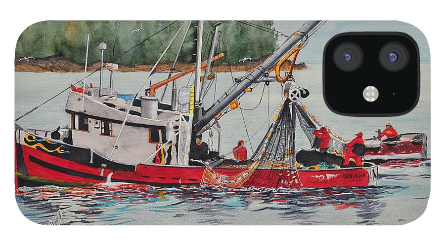 Boat iPhone 12 Case featuring the painting Five Miles Out of Valdez by John W Walker