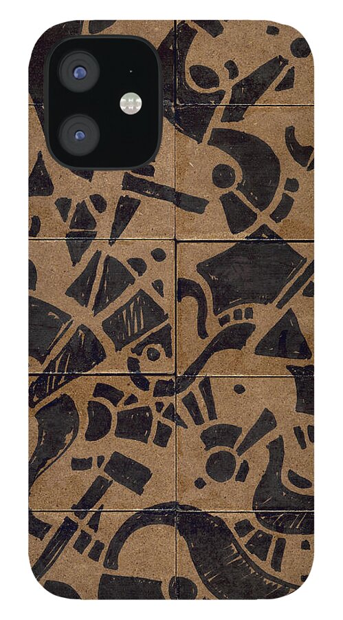 Pattern iPhone 12 Case featuring the drawing Flipside 1 Panel E by Joseph A Langley