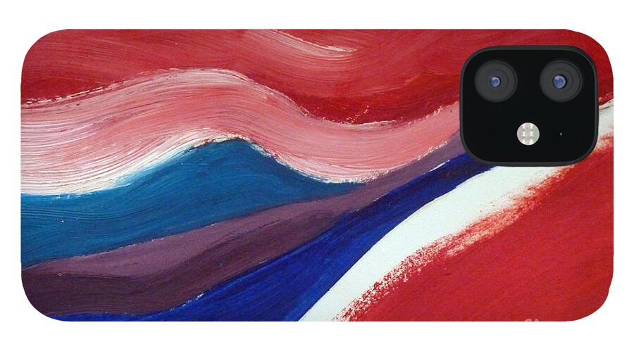Red iPhone 12 Case featuring the painting Flow by Francesca Mackenney