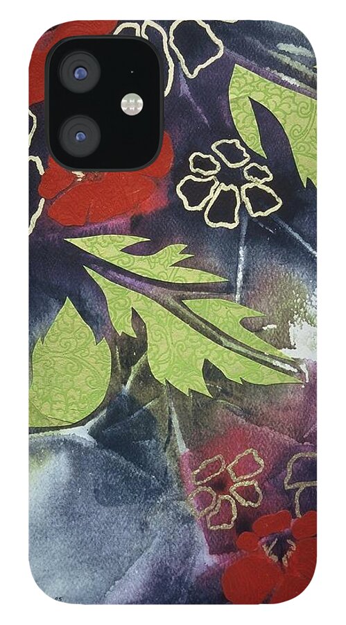 Contemporary Art iPhone 12 Case featuring the painting Flower Collage by Louise Adams