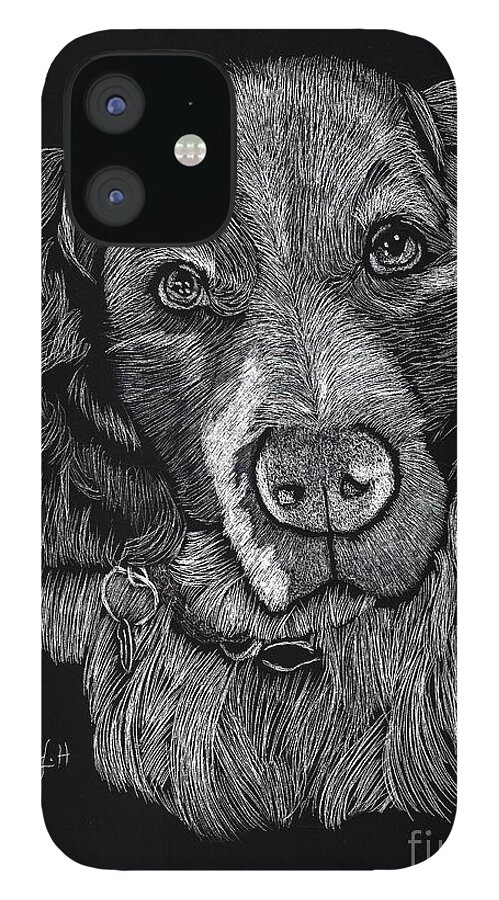 Dog iPhone 12 Case featuring the digital art Fluffy by Yenni Harrison