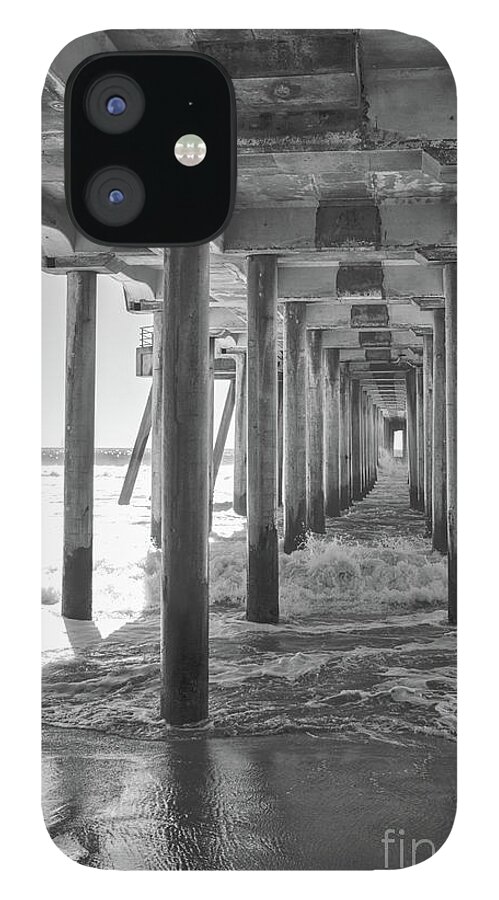 Huntington Beach iPhone 12 Case featuring the photograph Follow The Lines Under Huntington Beach Pier by Ana V Ramirez
