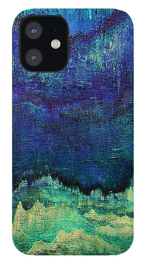Blue iPhone 12 Case featuring the painting For Linda by Shadia Derbyshire