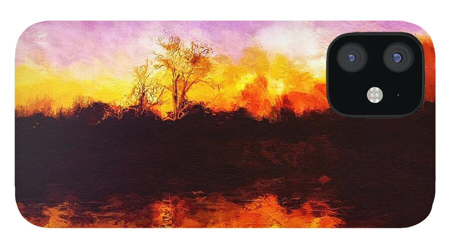 forest Fire iPhone 12 Case featuring the painting Forest Fire by Mark Taylor