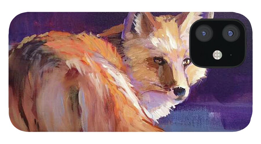 Acrylic iPhone 12 Case featuring the painting Fox 1 by Susan Bradbury