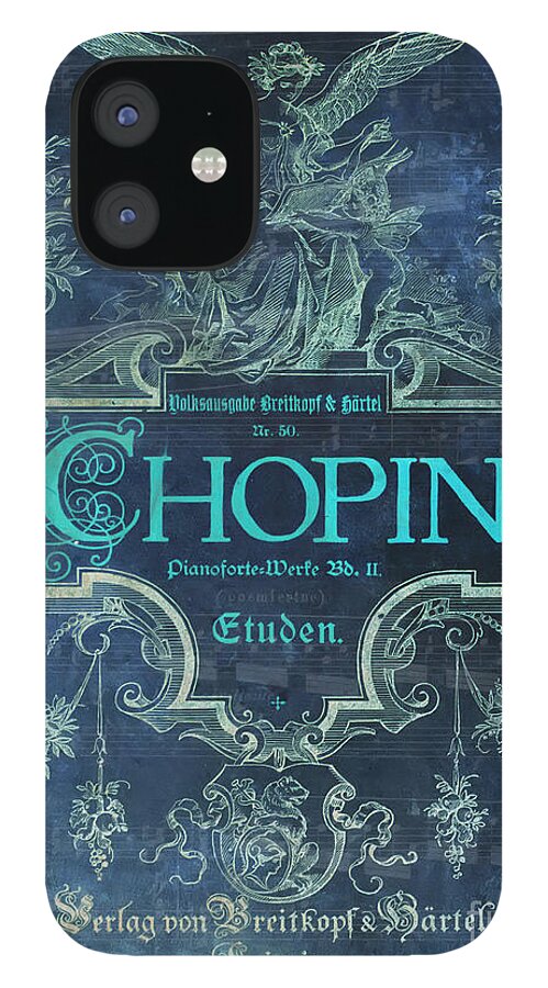 Chopin iPhone 12 Case featuring the digital art Frederick Chopin Blue by Justyna Jaszke JBJart