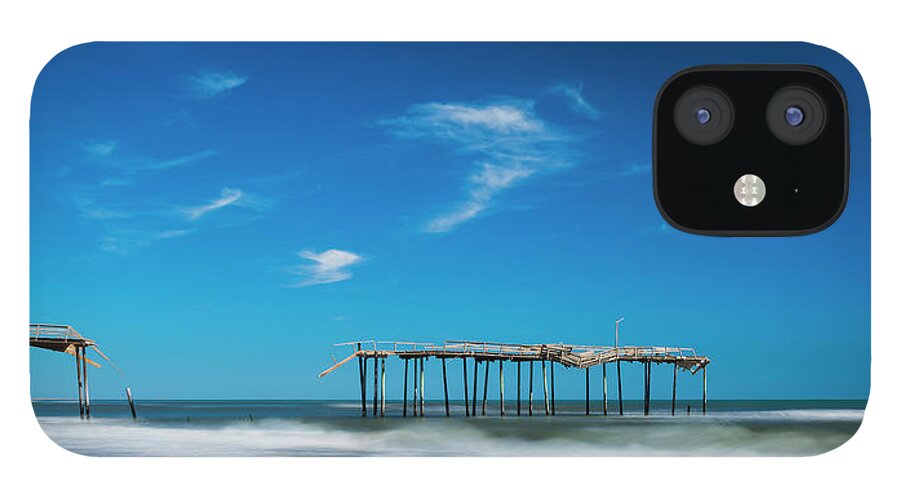 Outer Banks iPhone 12 Case featuring the photograph Frisco Fishing Pier in North Carolina Panorama by Ranjay Mitra