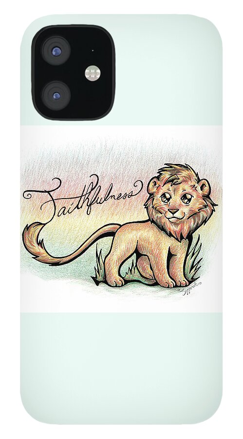 Inspirational iPhone 12 Case featuring the drawing Inspirational Animal LION by Sipporah Art and Illustration