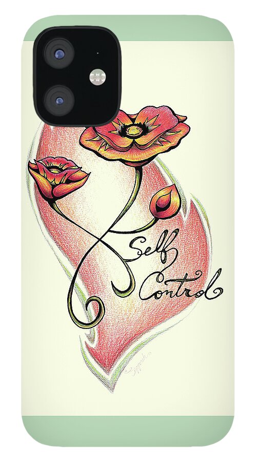 Poppy iPhone 12 Case featuring the drawing Inspirational Flower POPPY by Sipporah Art and Illustration