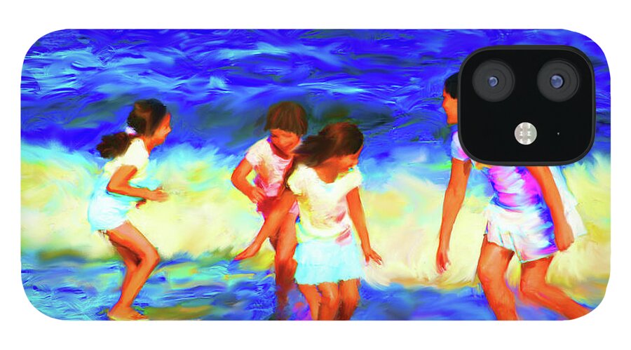 Beach iPhone 12 Case featuring the digital art Fun at the Beach by Diane Macdonald