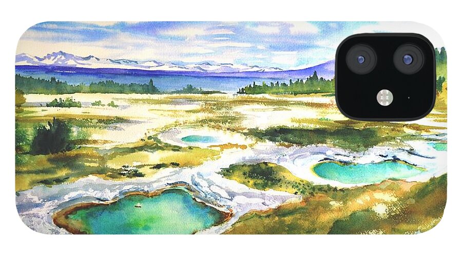 Nature iPhone 12 Case featuring the painting Geyser Basin, Yellowstone by Betty M M Wong