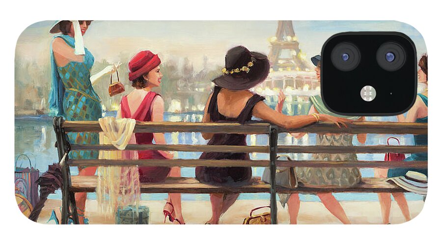 Paris iPhone 12 Case featuring the painting Girls Day Out by Steve Henderson