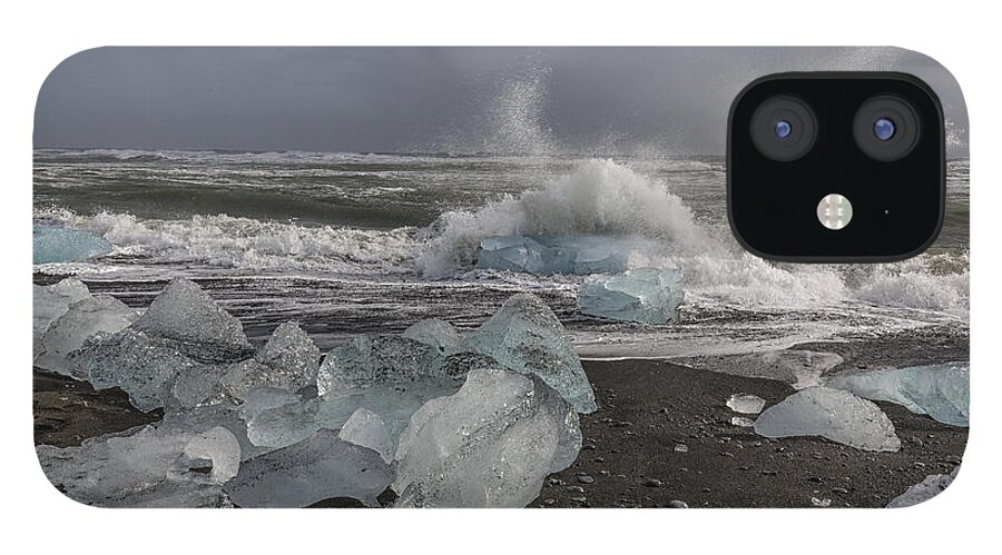 Glacial Lagoon iPhone 12 Case featuring the tapestry - textile Glacial Lagoon Iceland 2 by Kathy Adams Clark