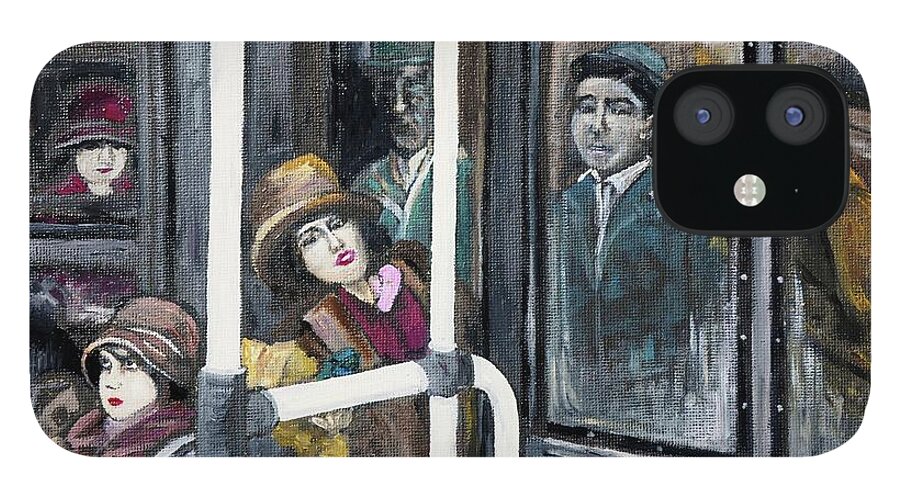 Gloria Swanson iPhone 12 Case featuring the painting Gloria Swanson in Subway Scene From Manhandled by Reb Frost