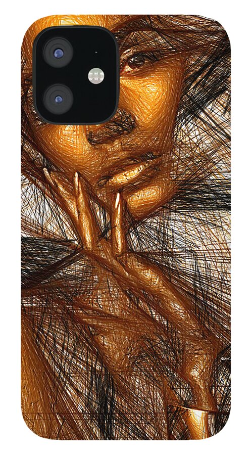Rafael Salazar iPhone 12 Case featuring the digital art Gold Fingers by Rafael Salazar