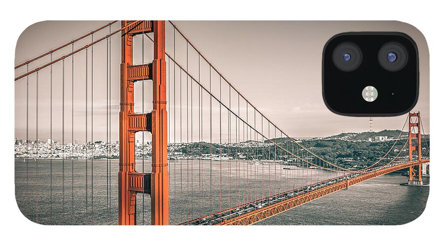 Golden Gate Bridge iPhone 12 Case featuring the photograph Golden Gate Bridge Selective Color by James Udall