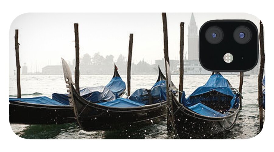 Venezia iPhone 12 Case featuring the photograph Gondole in bacino 2078 by Marco Missiaja