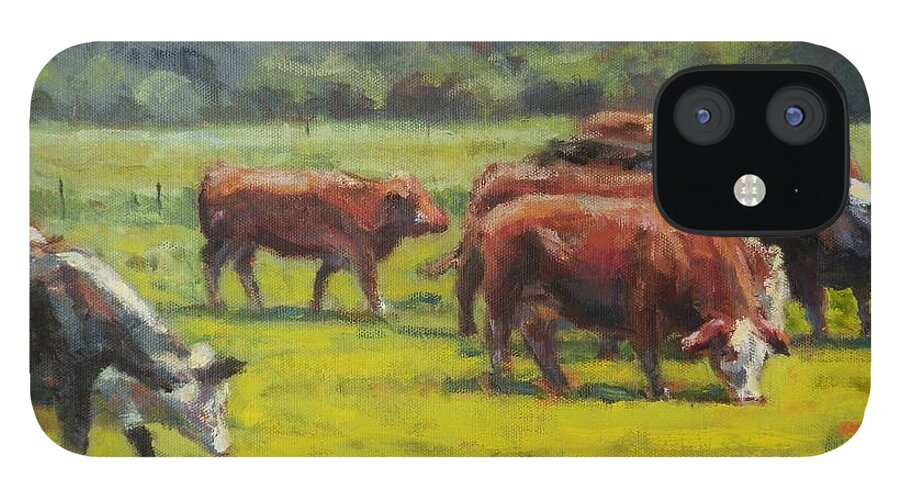 Impressionism iPhone 12 Case featuring the painting Grazing in the Grass by Michael Camp