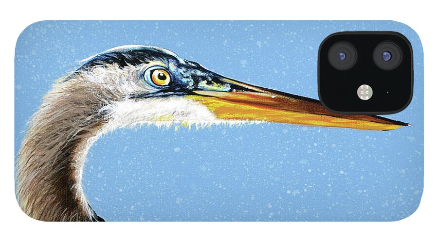 Great Blue Heron iPhone 12 Case featuring the painting Great Blue Walter by Joan Garcia