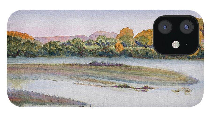 Watercolor iPhone 12 Case featuring the painting Green River Morning by Jackie MacNair